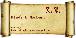 Klaáb Norbert névjegykártya